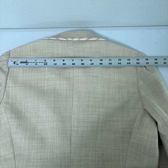 Rebecca Taylor Blazer Womens 6 Tan Lace Detail Hook Eye Long Sleeve Wool Blend - Picture 16 of 16